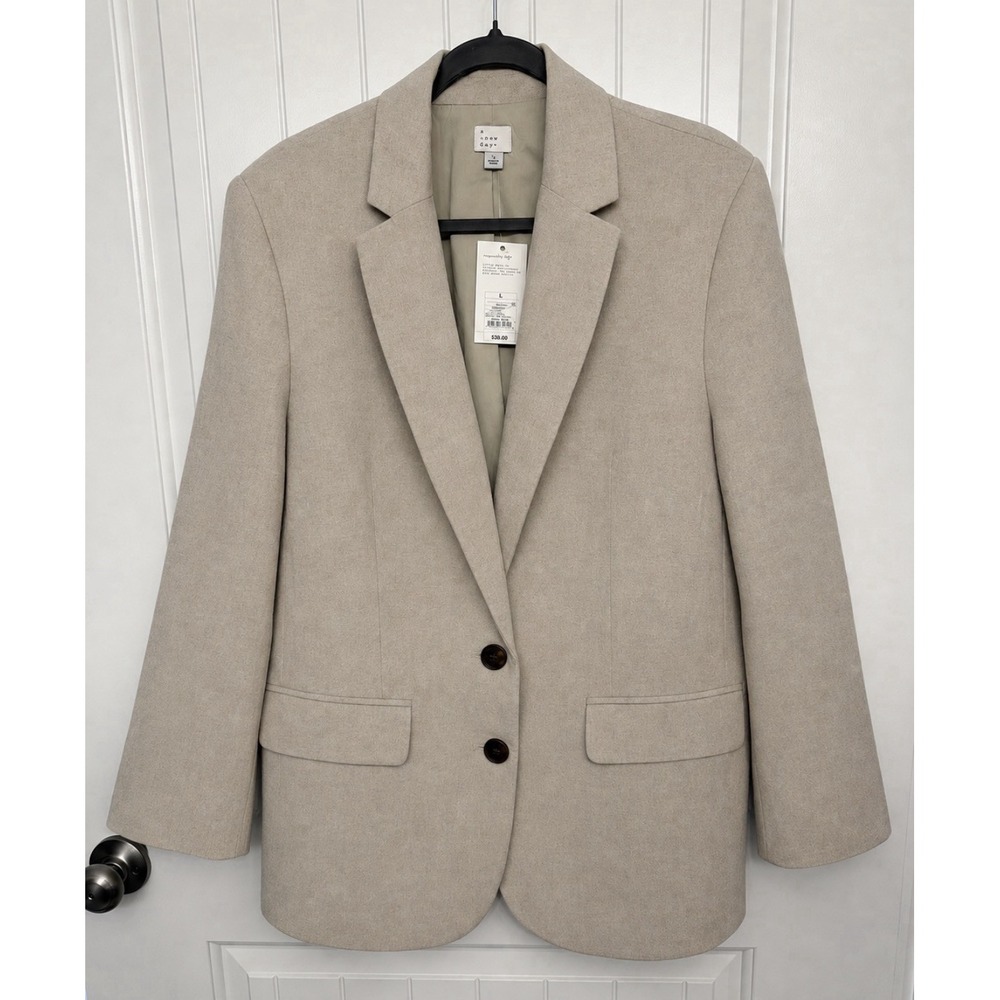 Linen Women's Spring Blazer - A New Day Tan L NWT - Picture 2 of 7